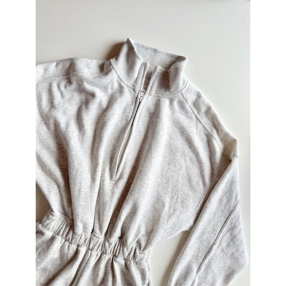 ABERCROMBIE & FITCH Light Heather Grey Cotton Fleece Collared Romper, Size XS - Picture 6 of 13